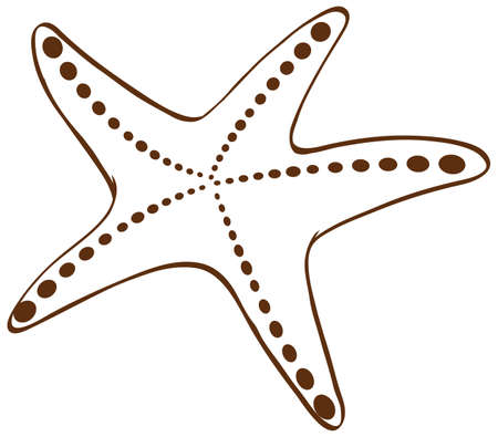 Starfish in doodle simple style on white background illustrationのイラスト素材