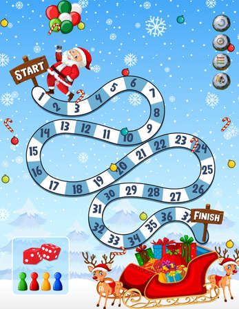 Counting game template in Christmas theme illustrationのイラスト素材