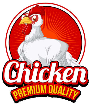 Chicken Premium Quality banner with chicken cartoon character illustrationのイラスト素材