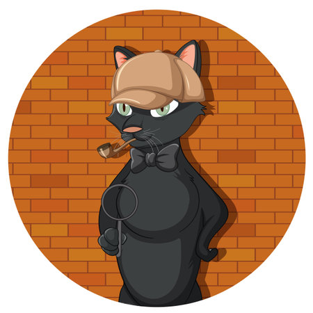 Detective wearing brown overcoat on white background illustrationのイラスト素材