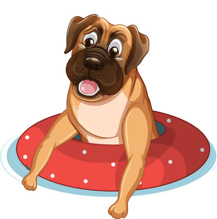 Cute puppy dog  in rubber ring illustrationのイラスト素材
