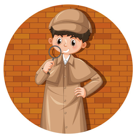 Detective wearing brown overcoat on white background illustrationのイラスト素材