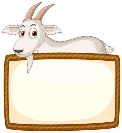 Isolated wooden banner with goat illustrationのイラスト素材
