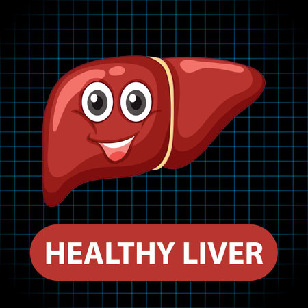 Healthy liver cartoon character illustrationのイラスト素材