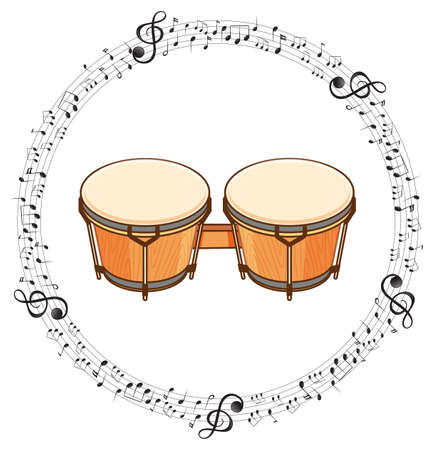 A timbales with musical notes on white background illustrationのイラスト素材
