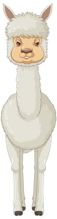An alpaca on white background illustrationのイラスト素材