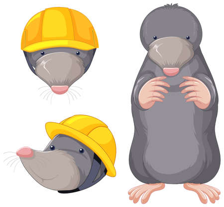 A set of little mole on white background illustrationのイラスト素材