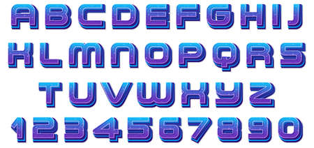 A set of English alphabet space font on white background illustrationのイラスト素材