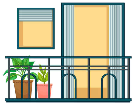 Balcony of apartment building facade illustrationのイラスト素材