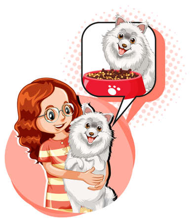 A woman and dog with callout illustrationのイラスト素材