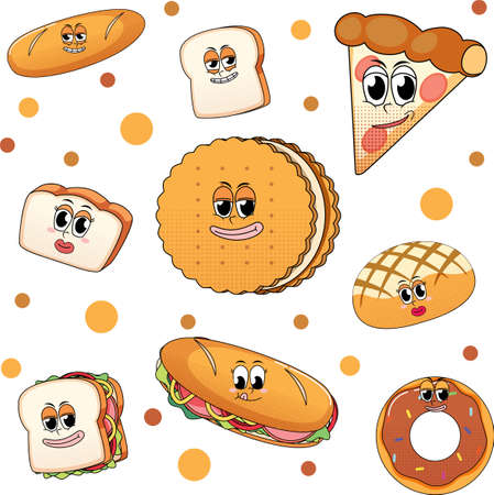 A various sweets on white background illustration