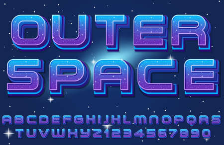 A set of English alphabet space font on space background illustrationのイラスト素材