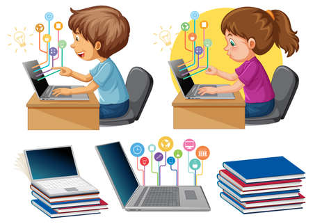 Set of children doing different activities  illustration