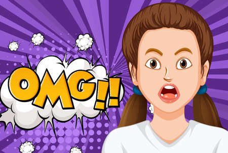 Abbreviation and facial expression retro comic banner design illustrationのイラスト素材