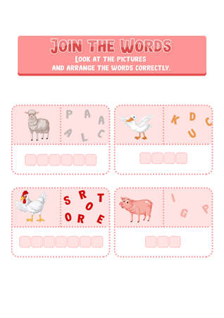 Arrange the letters in order with pictures illustrationのイラスト素材