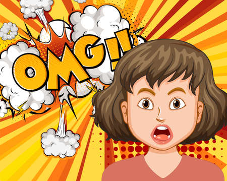 Abbreviation and facial expression retro comic banner design illustrationのイラスト素材