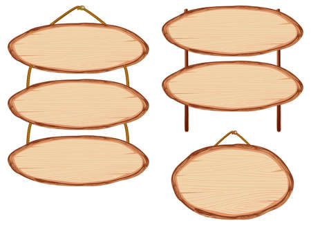 Set of different wooden sign boards illustrationのイラスト素材