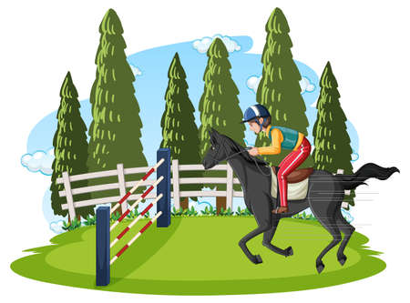 Equestrian man on horseback illustrationのイラスト素材
