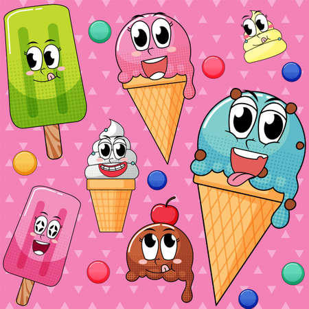 A various sweets on white background illustrationのイラスト素材