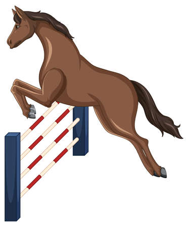 Jumping horse show on white background illustrationのイラスト素材