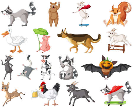 Set of different kids of animals illustrationのイラスト素材