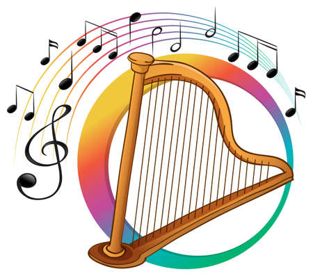 Harp instrument on white background illustrationのイラスト素材
