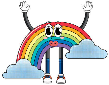Rainbow cartoon character on white background illustrationのイラスト素材
