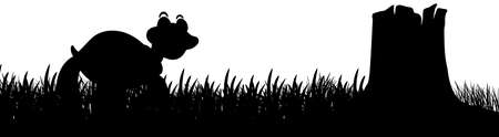 Silhouette turtle in nature white background illustrationのイラスト素材