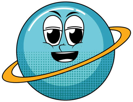 Saturn cartoon character on white background illustrationのイラスト素材