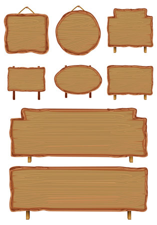 Set of different wooden sign boards illustrationのイラスト素材