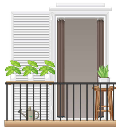 Balcony of apartment building facade illustrationのイラスト素材