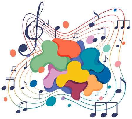 Music notes rainbow colourful on white background illustrationのイラスト素材