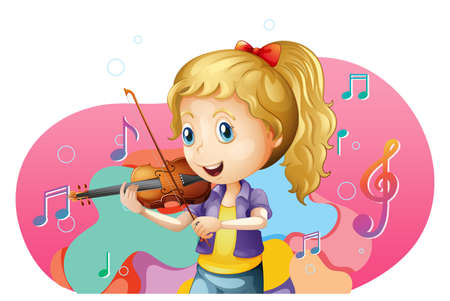 Cute cartoon character with music instrument illustrationのイラスト素材