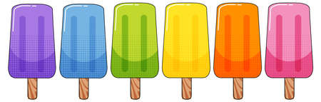Different flavors pospsicle on stick illustration