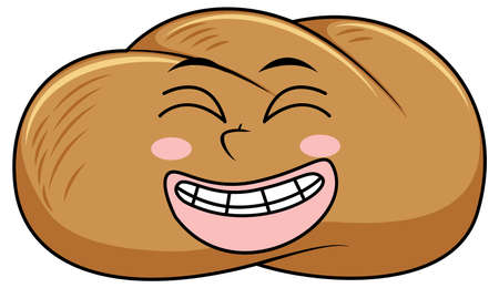 Bread with happy face illustrationのイラスト素材