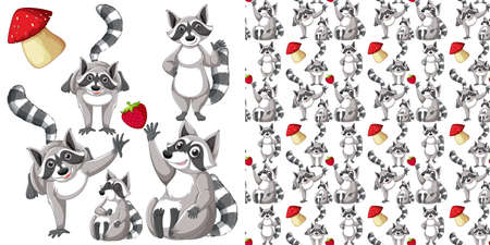 Seamless pattern with cartoon wild animals illustration