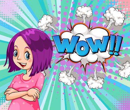 Abbreviation and facial expression retro comic banner design illustrationのイラスト素材