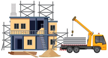 Building construction site on white background illustrationのイラスト素材