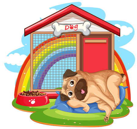 A dog outside the doghouse  illustrationのイラスト素材