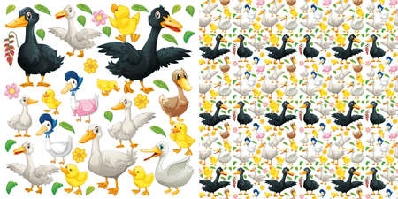 Cute animals cartoon seamless background illustrationの写真素材