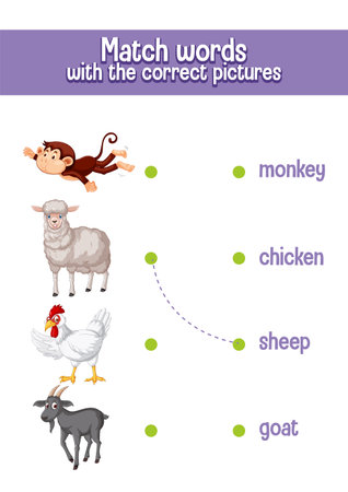 Worksheet design for matching words illustrationのイラスト素材