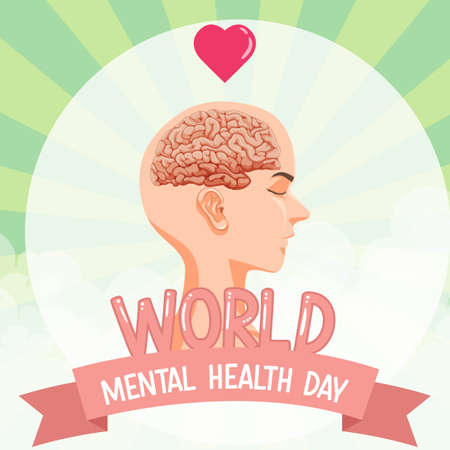 Poster design with world mental health day illustrationのイラスト素材