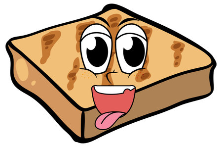 Toasted bread with happy face illustrationのイラスト素材