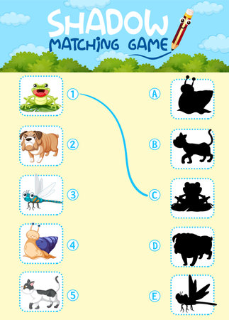 Shadow matching game template illustrationのイラスト素材