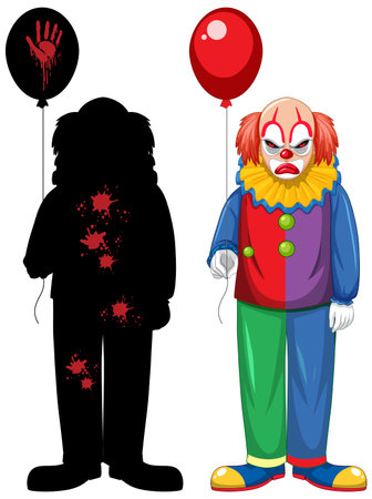 Set of scary clown on white background illustrationのイラスト素材
