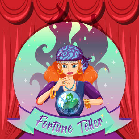Fortune teller with crystal ball illustrationのイラスト素材