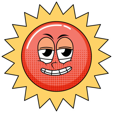 Sun cartoon character on white background illustrationのイラスト素材