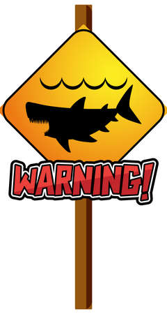 Warning sign with shark in water illustrationのイラスト素材