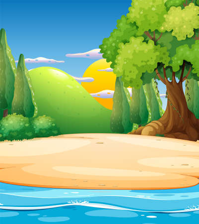 Empty outdoor summer beach background illustrationのイラスト素材