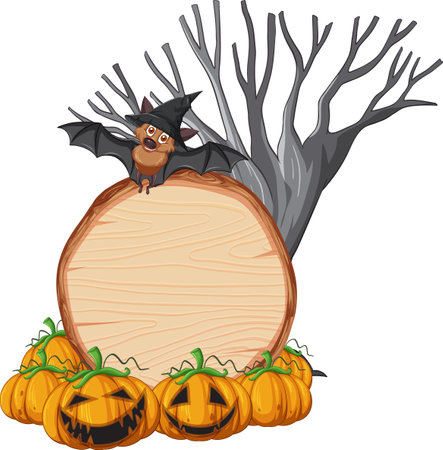 Blank round wooden signboard with animal illustrationのイラスト素材